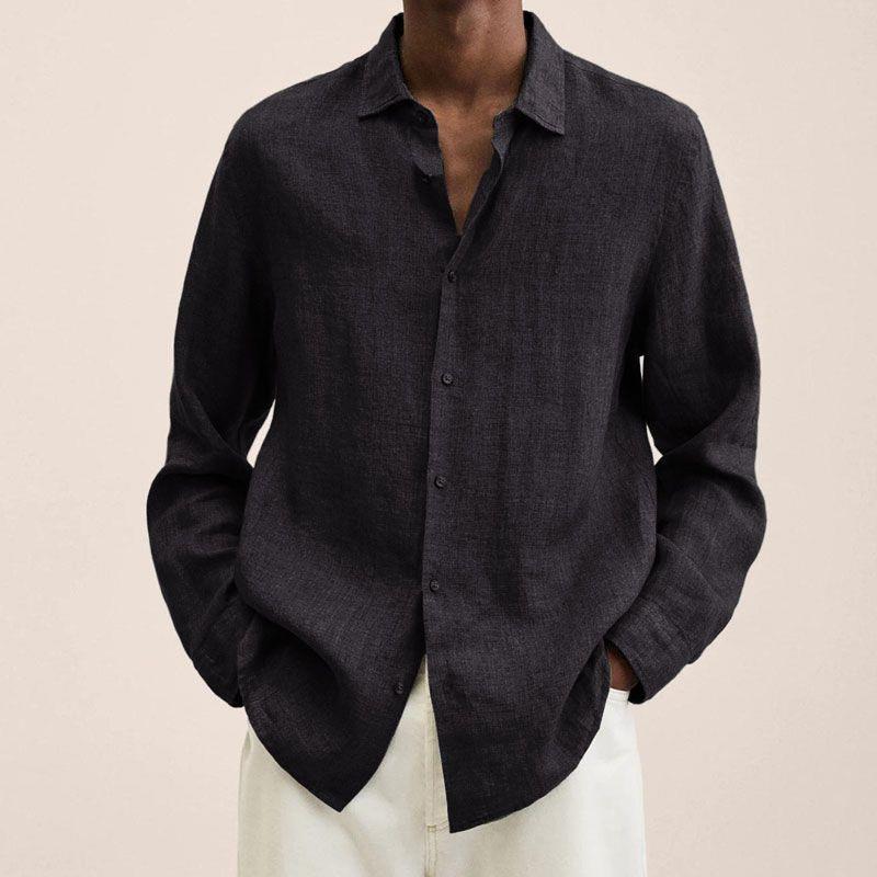 Mens Long Sleeve Lapel Shirt | Loose Button Cardigan