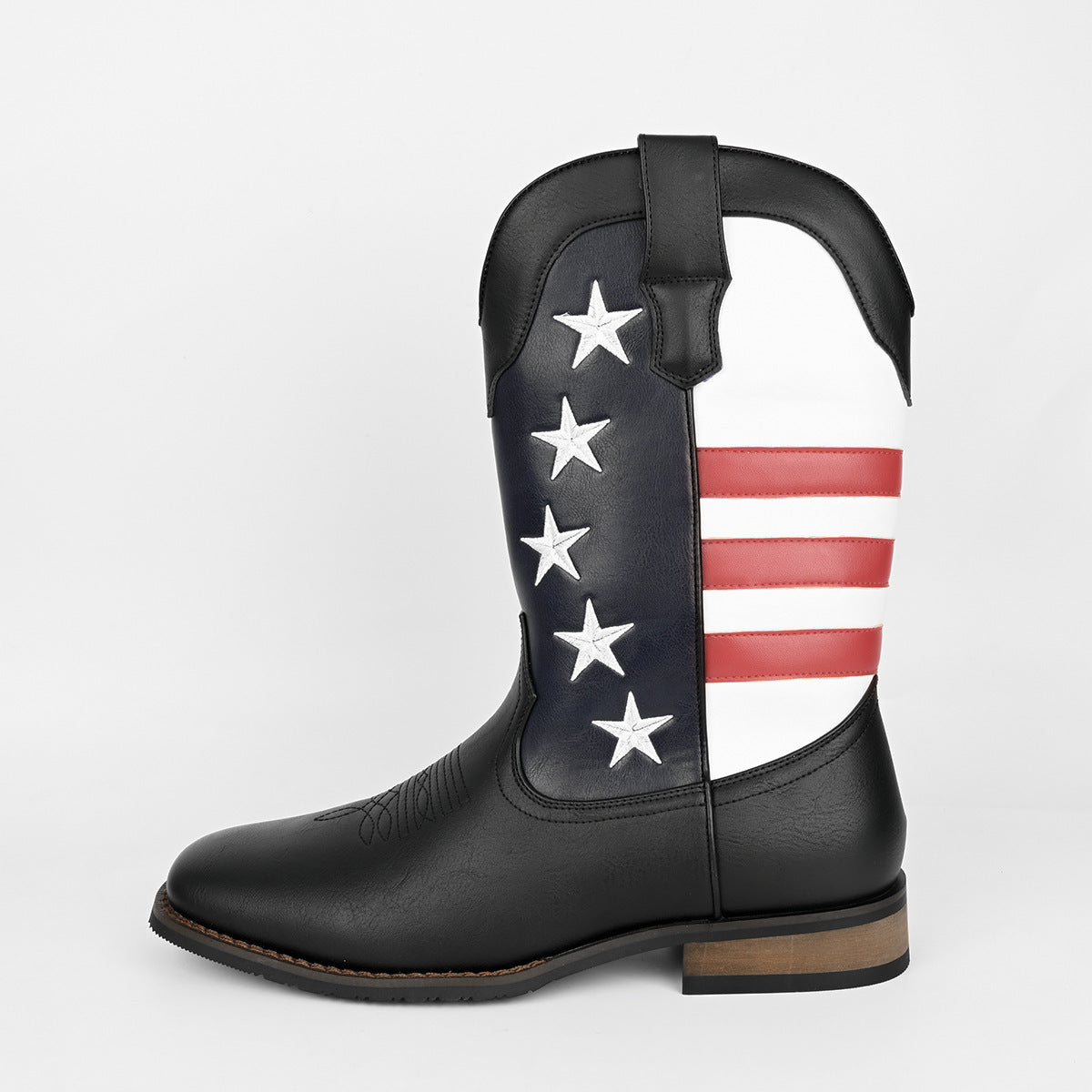 Men's Western Cowboy Boot | Thick Sole Square Heel Leather Shoes