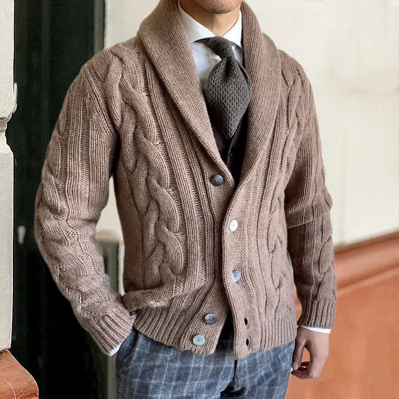 Mens Winter Knitted Acrylic Straight Cardigan Sweater
