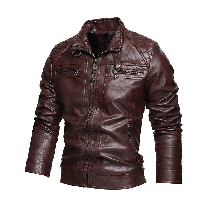 Leather Lapel American Retro Plus Size Leather Jacket by Lakd London