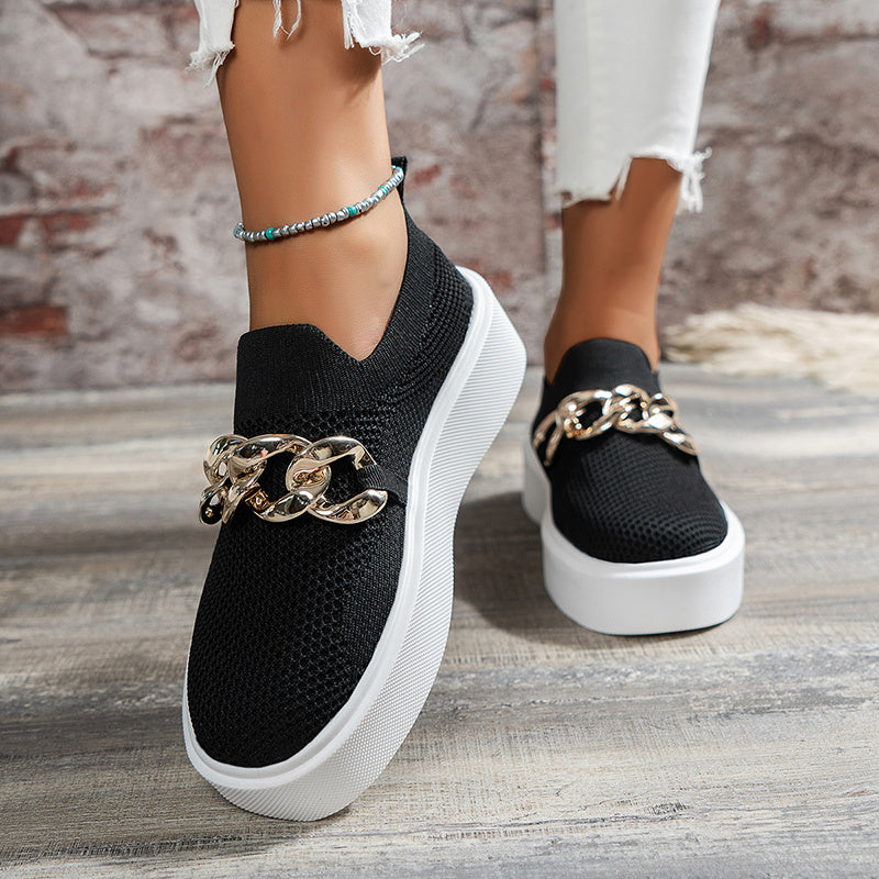 Womens Chain Flats Breathable Mesh Shoes