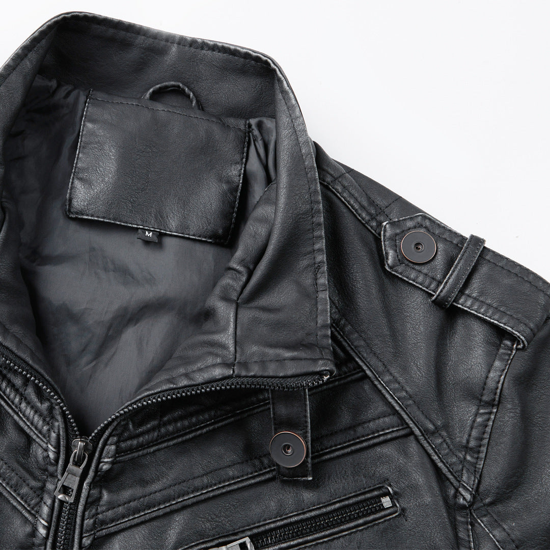 Mens Vintage Leather Coat | Motorbike Washed Faded Jacket - LAKD London