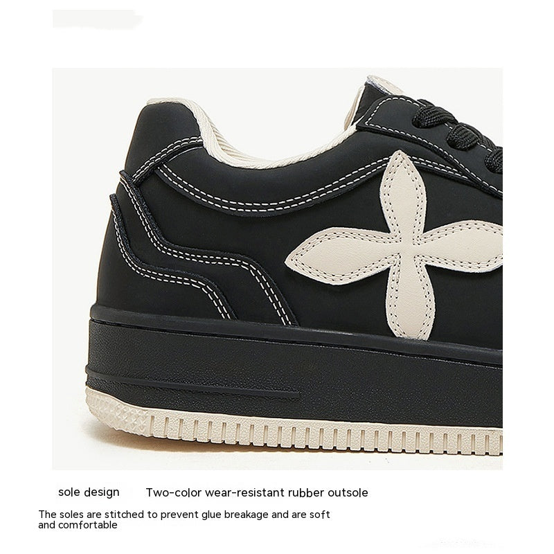 Thick Sole High Heel Shoes | Niche White Sneakers
