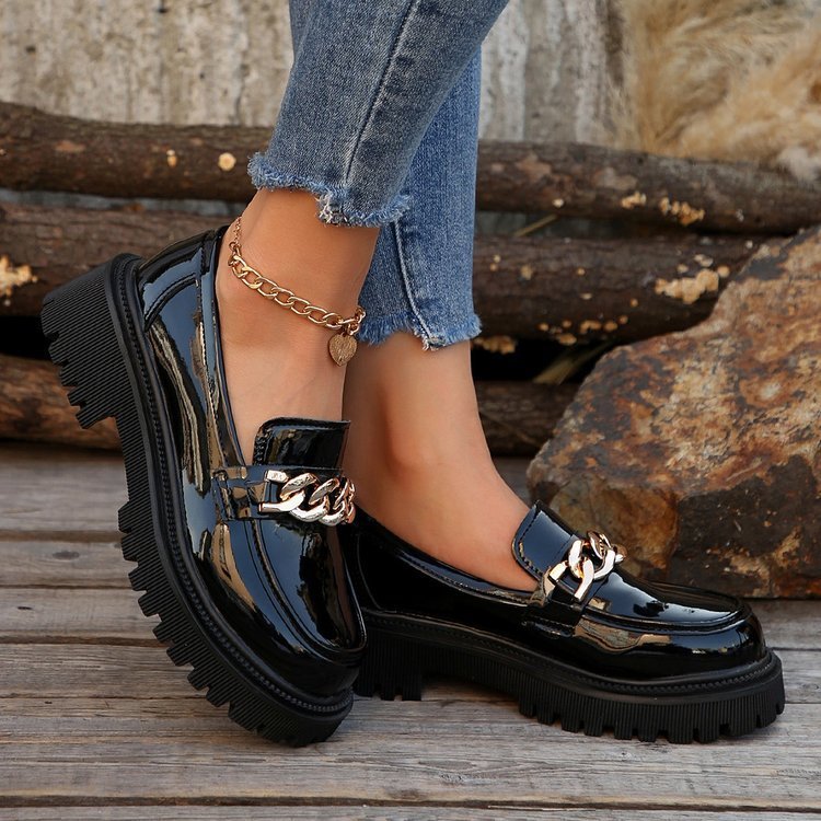Womens Shallow Mouth Round Head Slip-on Thick Bottom Shoes