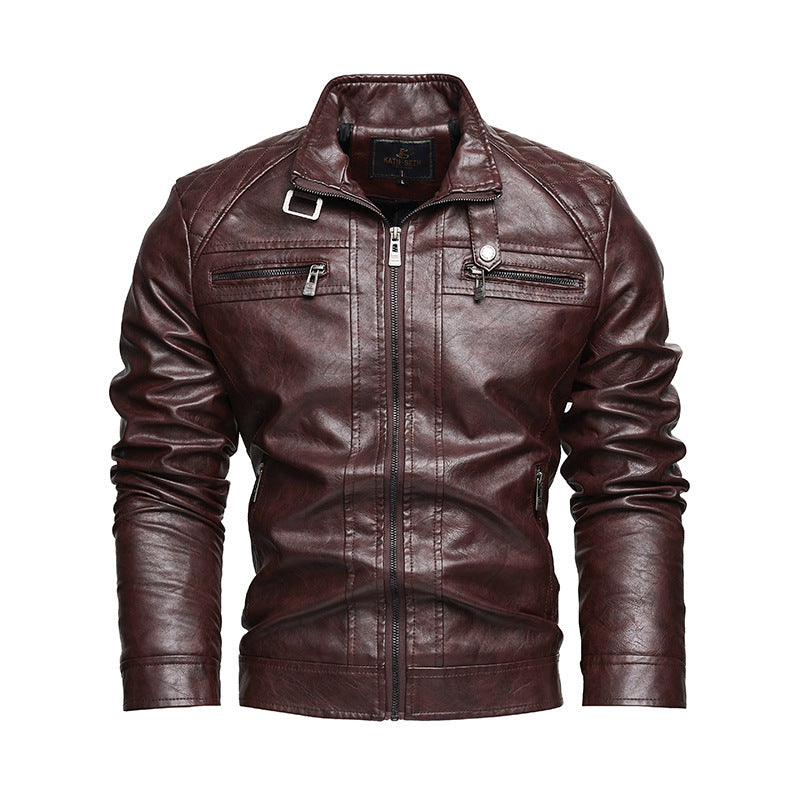 Leather Lapel American Retro Plus Size Leather Jacket by Lakd London
