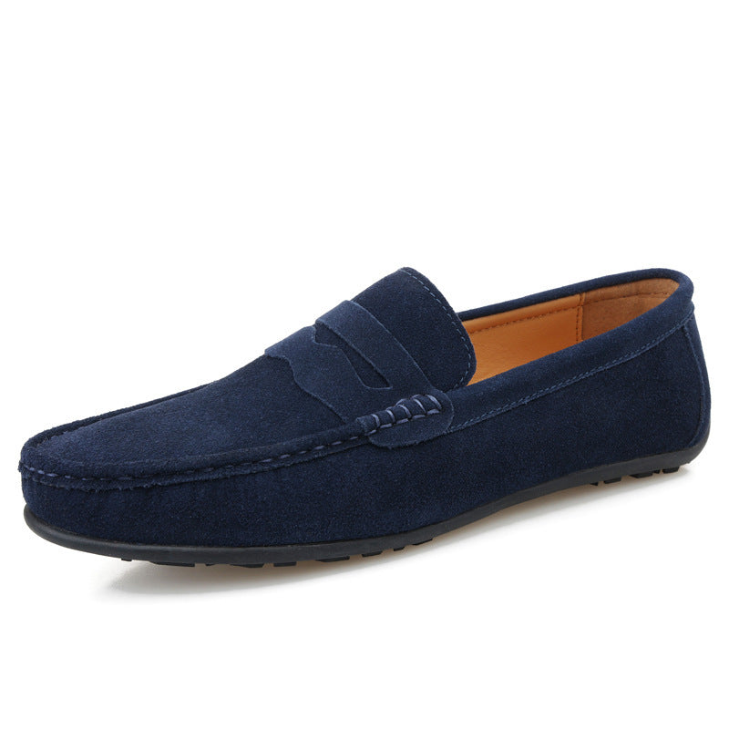 Men's Solid Color Suede Loafers | Breathable Comfort Slip-on Flat Shoes