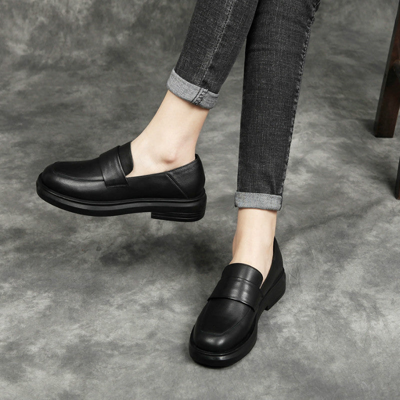 Womens Elegant British leather loafers | Comfortable Cowhide leather Shoes