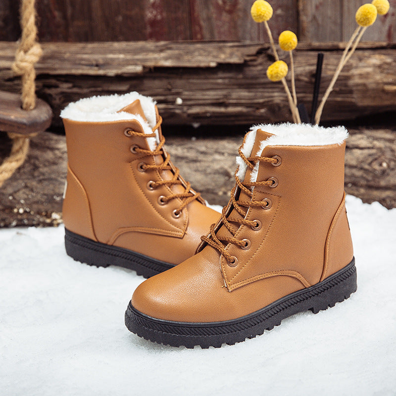 Women's winter Plush boots - Soft Rubber Heel Round Toe Shoes