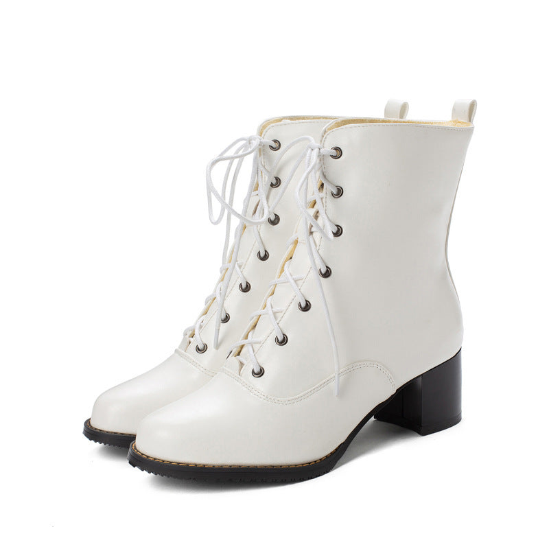 Womens Chunky heel mid-heel low Martin boots