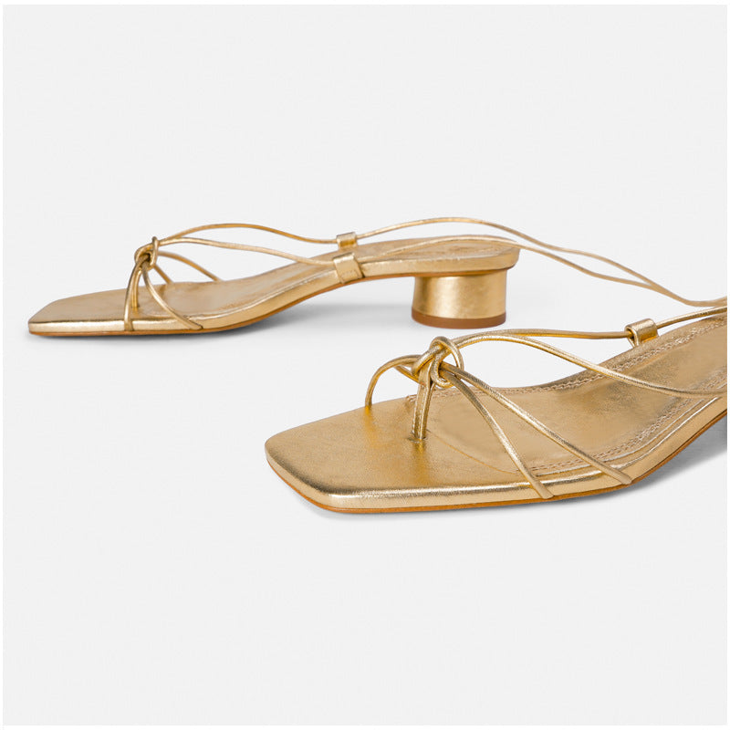 Womens Lace-up Roman sandals | Chunky heel evening shoes - LAKD London
