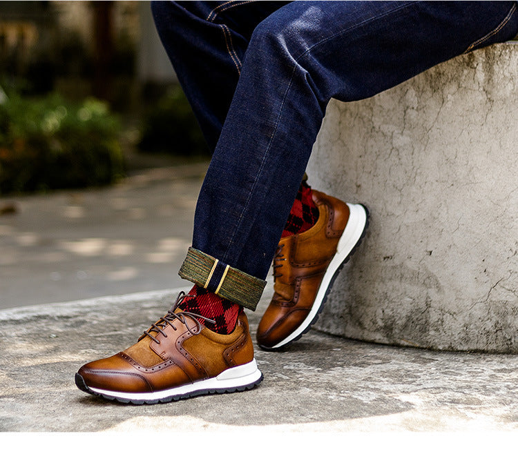 Men's handmade breathable sports low-top leather shoes by Lakd London