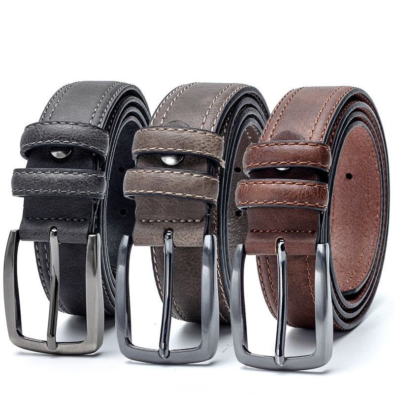 Men's Retro Leather Belt Vintage Old Money Jeans Style Classic - LAKD London