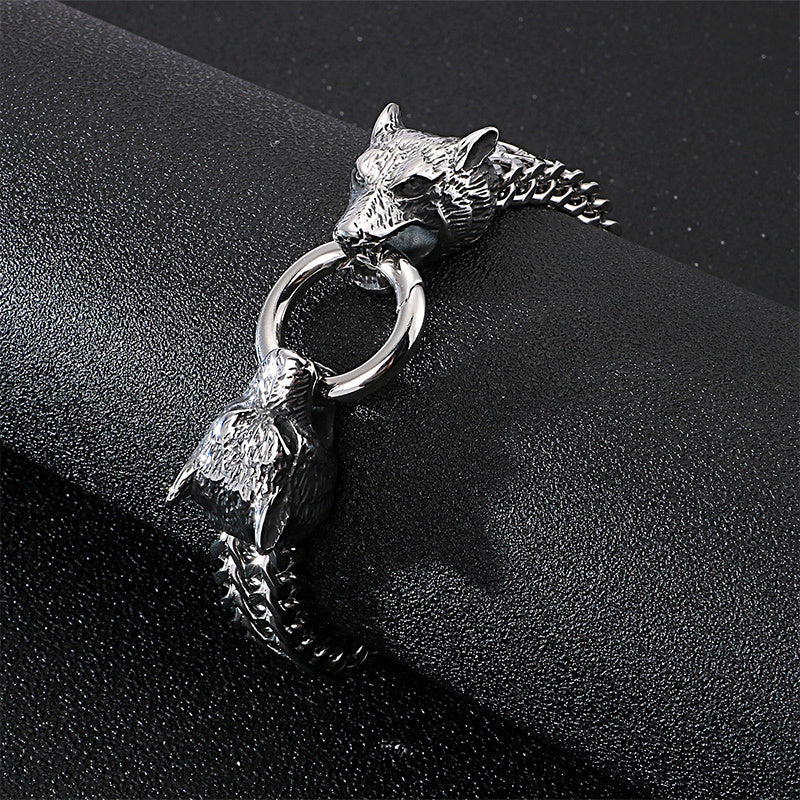 Rock Viking Wolf Charm Bracelet - Lakd London