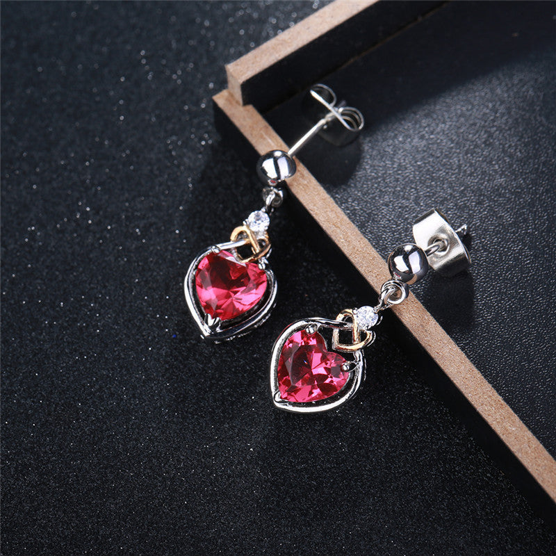 Womens Rose Heart Stud Earrings - white gold plated by Lakd London