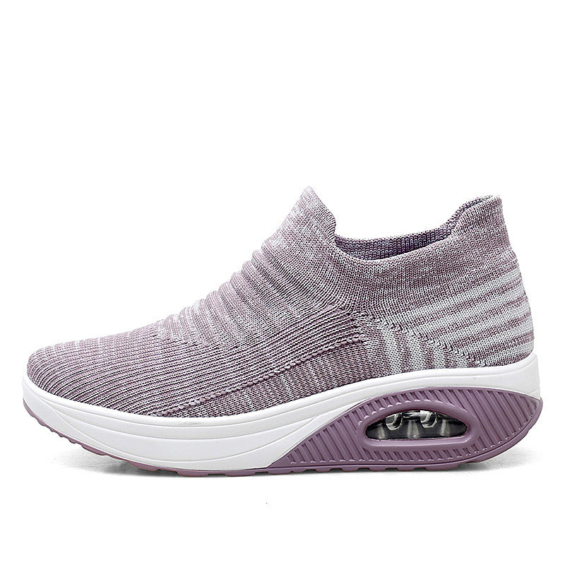 Womens Slip-on Lazy Flying Woven Shaking Shoes