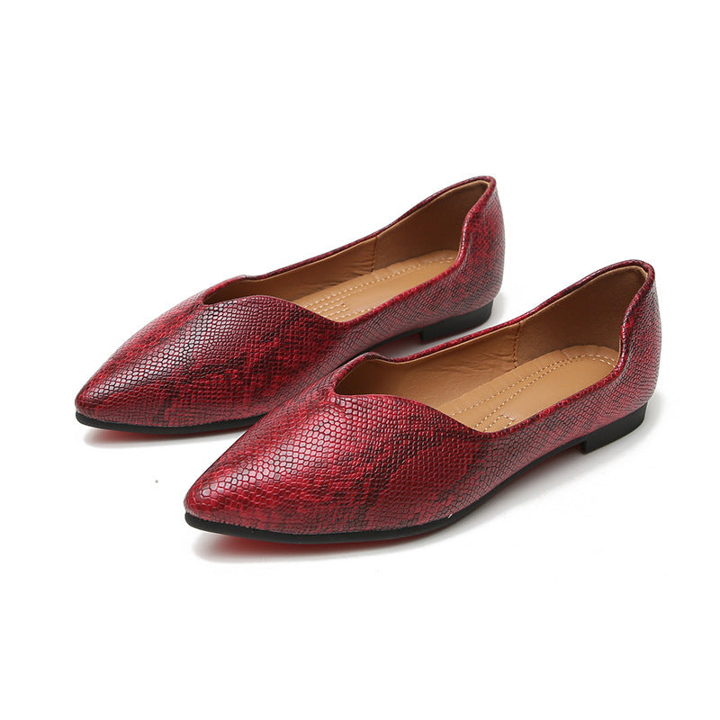 Womens Flats Shoes | Ballet Dorsay Pointed Toe Serpentine print - LAKD London