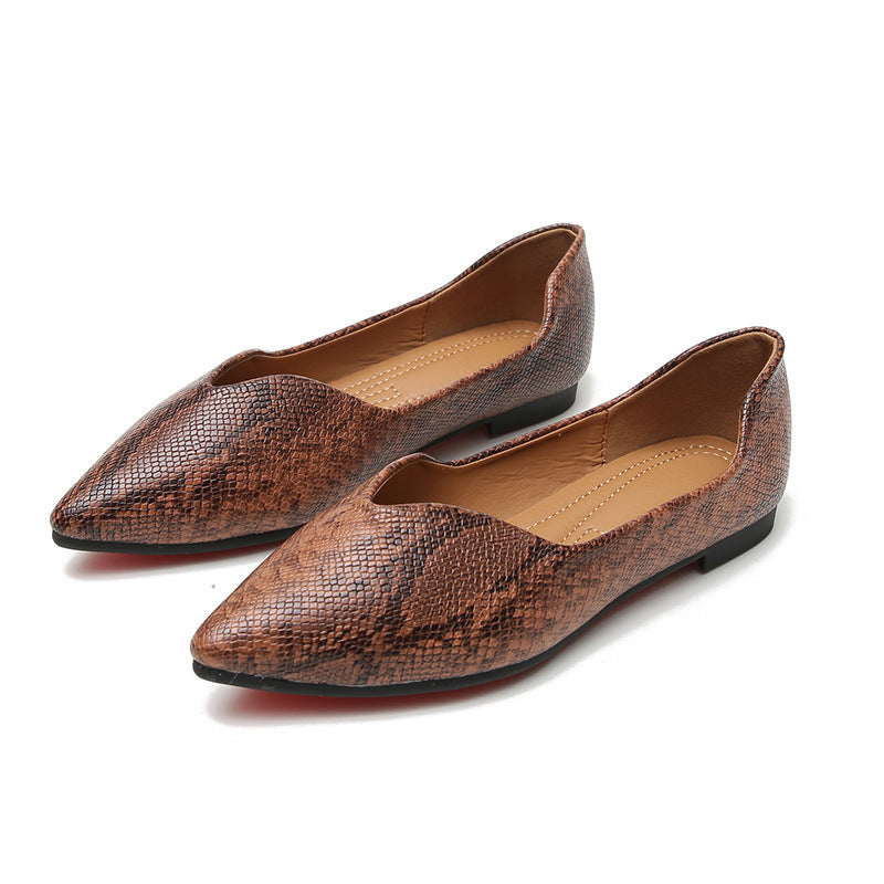 Womens Flats Shoes | Ballet Dorsay Pointed Toe Serpentine print - LAKD London