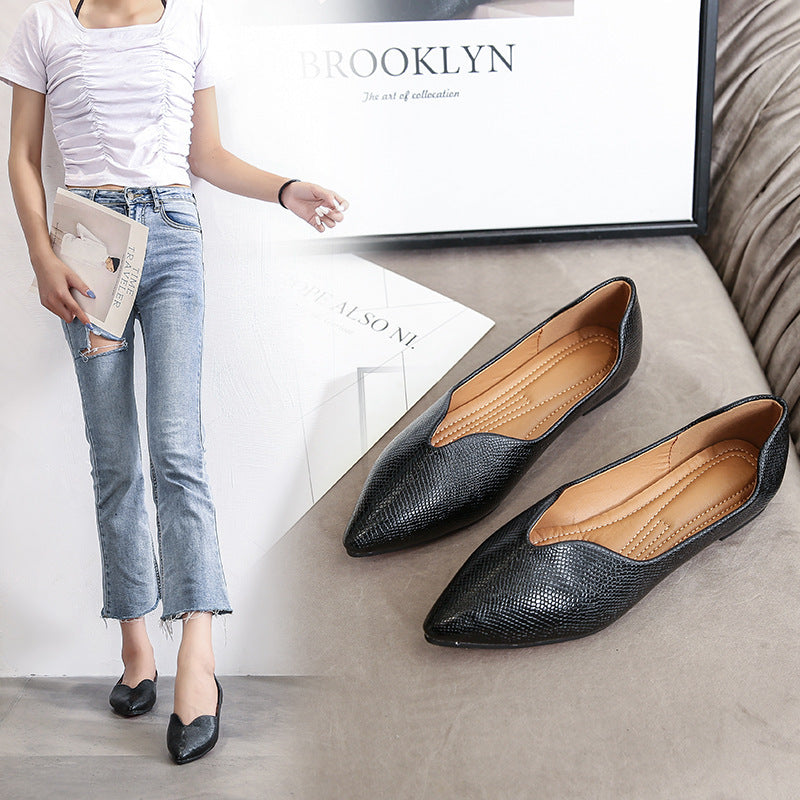 Womens Flats Shoes | Ballet Dorsay Pointed Toe Serpentine print - LAKD London
