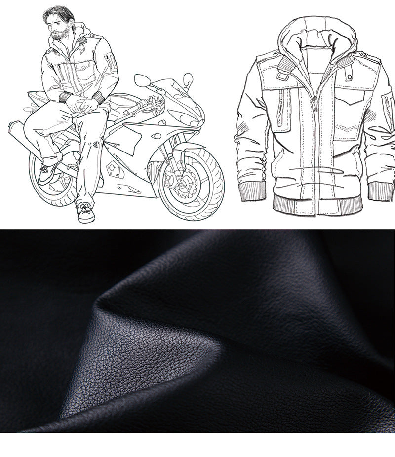 Men's Hooded washed leather jacket | Vintage Style with Velvet Lining