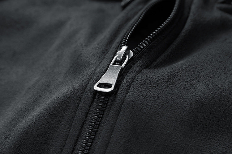 Mens Suede Stand Collar Jacket | Double Zipper Pocket - LAKD London