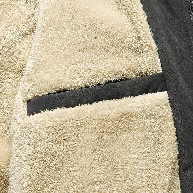 Mens Collar Cotton-padded Sherpa Coat | Oversized Fur Jacket