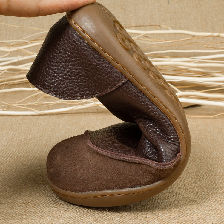 Womens Comfortable Leather retro sneakers | Soft tendon sole Shoes