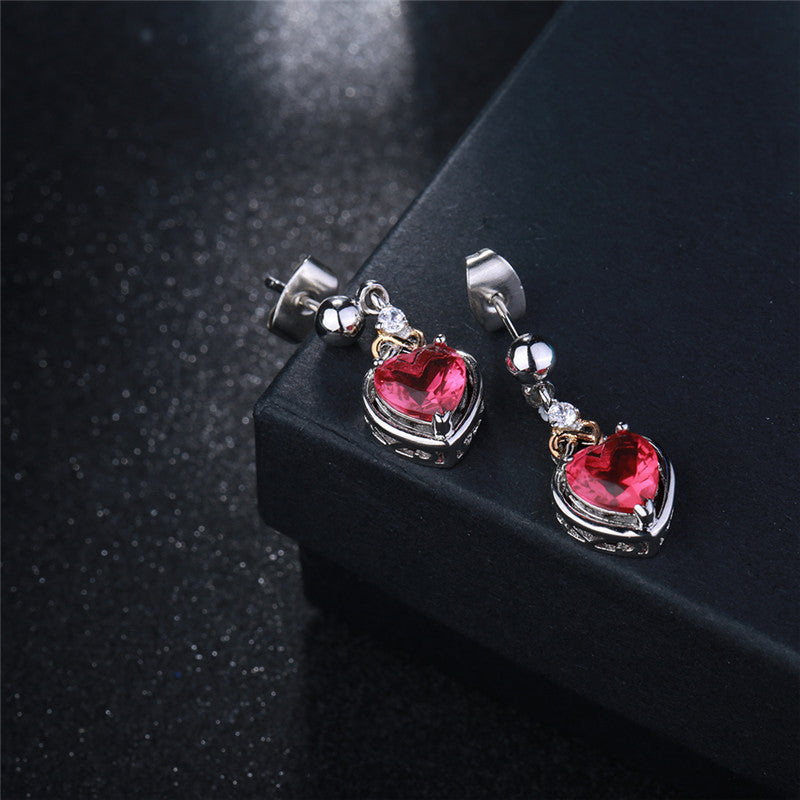 Womens Rose Heart Stud Earrings - white gold plated by Lakd London