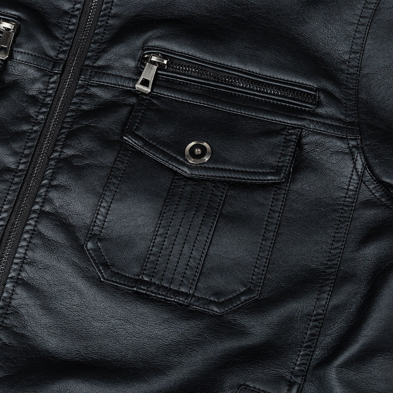 Men's Vintage leather jacket | Retro Biker Style with Pockets and Zipper