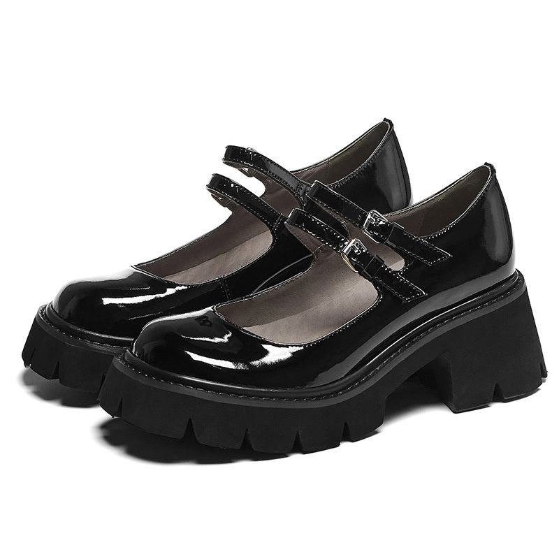 Womens Mary Jane Leather round toe low-top shoes