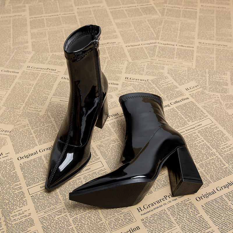 Women's Chunky High HeelBoots | Thinner-looked Shoes - LAKD London