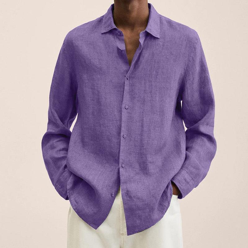Mens Long Sleeve Lapel Shirt | Loose Button Cardigan