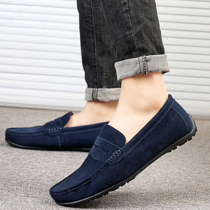 Men's Solid Color Suede Loafers | Breathable Comfort Slip-on Flat Shoes
