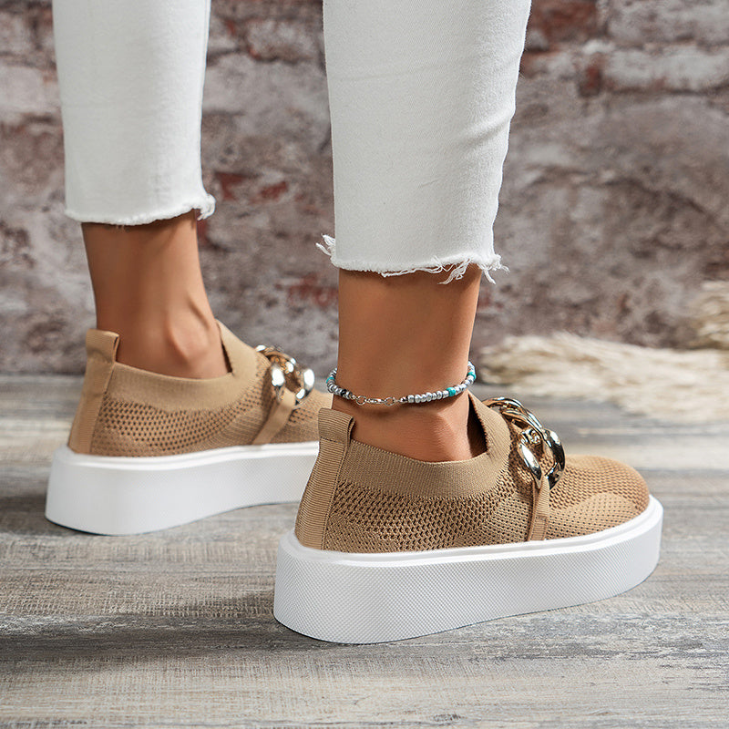 Womens Chain Flats Breathable Mesh Shoes