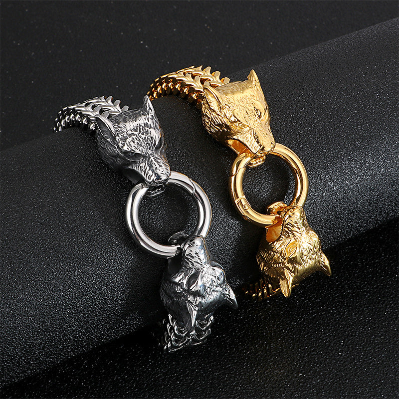 Rock Viking Wolf Charm Bracelet - Lakd London
