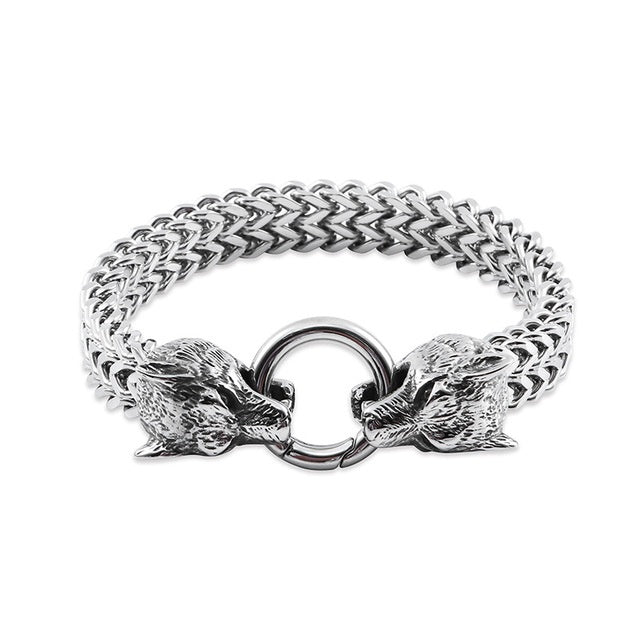 Rock Viking Wolf Charm Bracelet - Lakd London