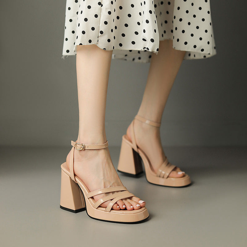 Womens European Style Roman High Heels | Glossy Event Shoes