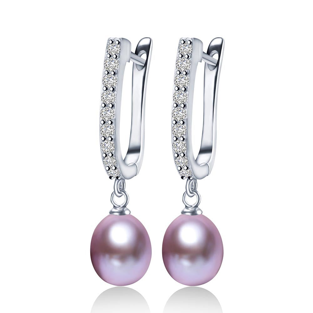 Womens 925 silver Pearl stud earrings by Lakd London