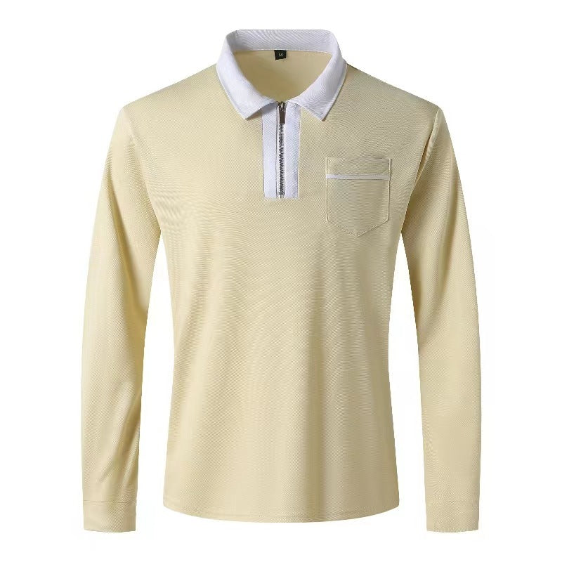 Mens Long Sleeve Zipper Polo Shirts Casual Lapel Henley by Lakd London