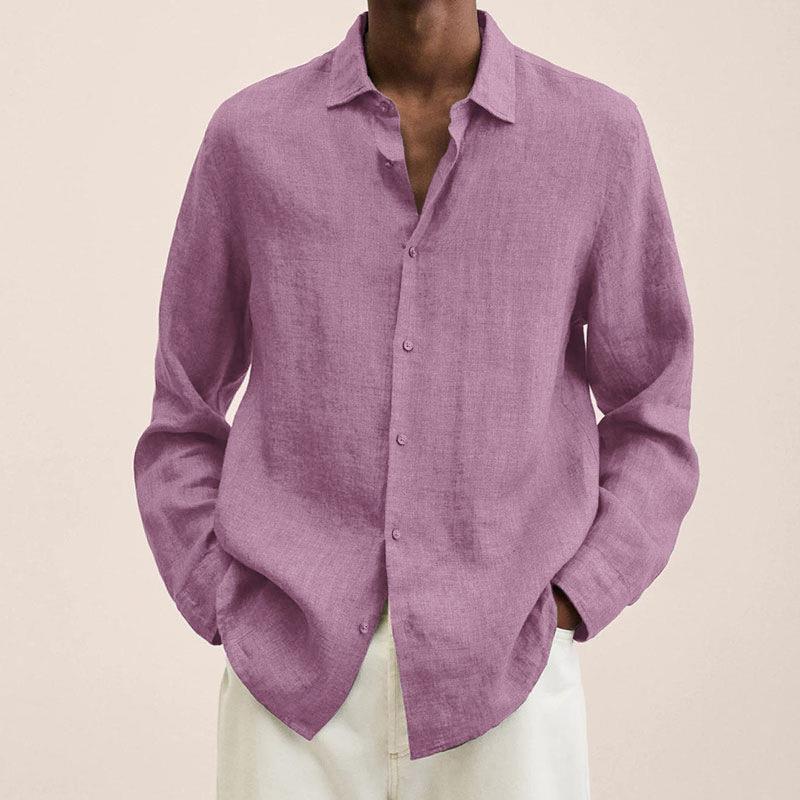 Mens Long Sleeve Lapel Shirt | Loose Button Cardigan