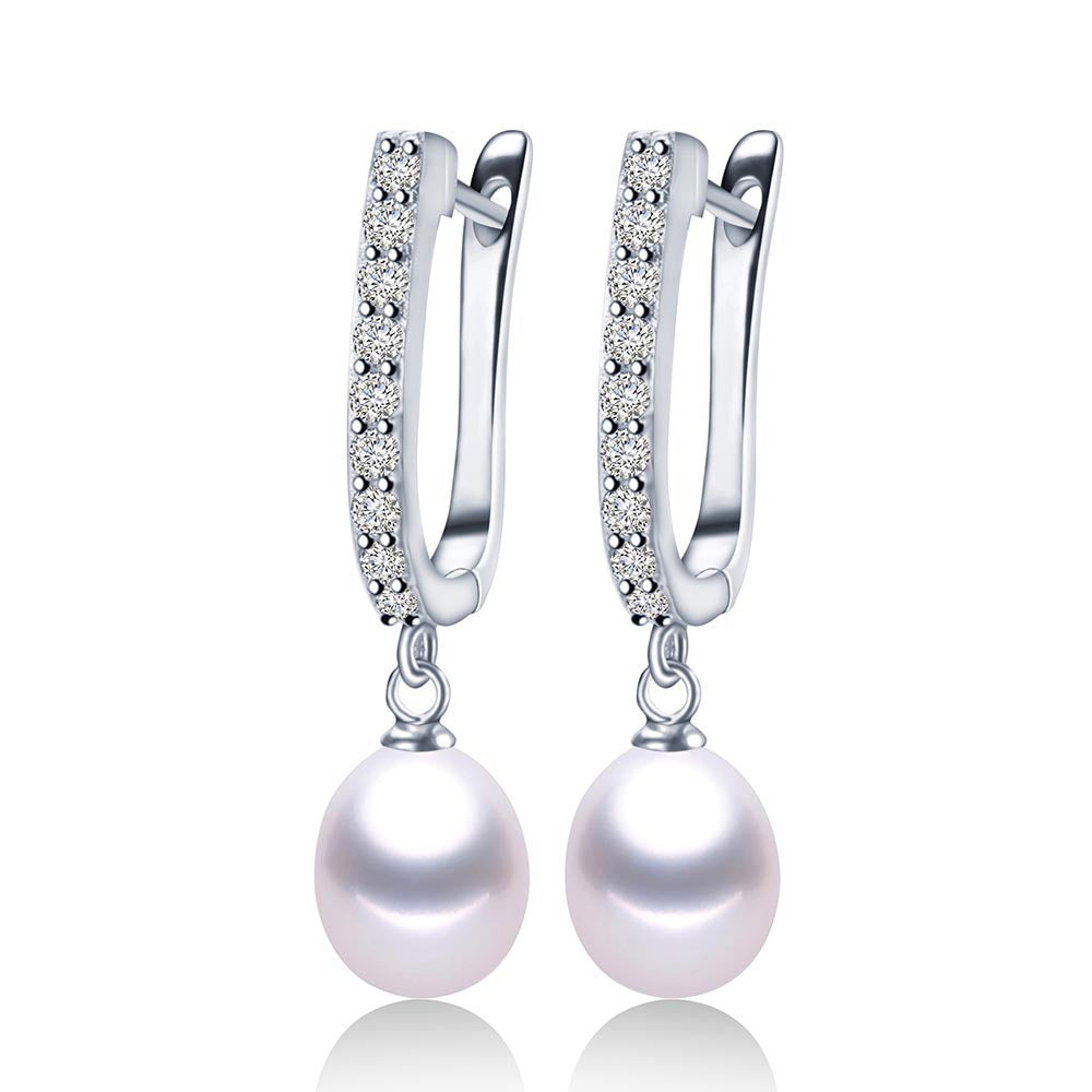 Womens 925 silver Pearl stud earrings by Lakd London