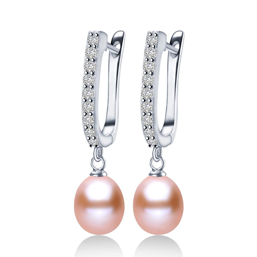 Womens 925 silver Pearl stud earrings by Lakd London