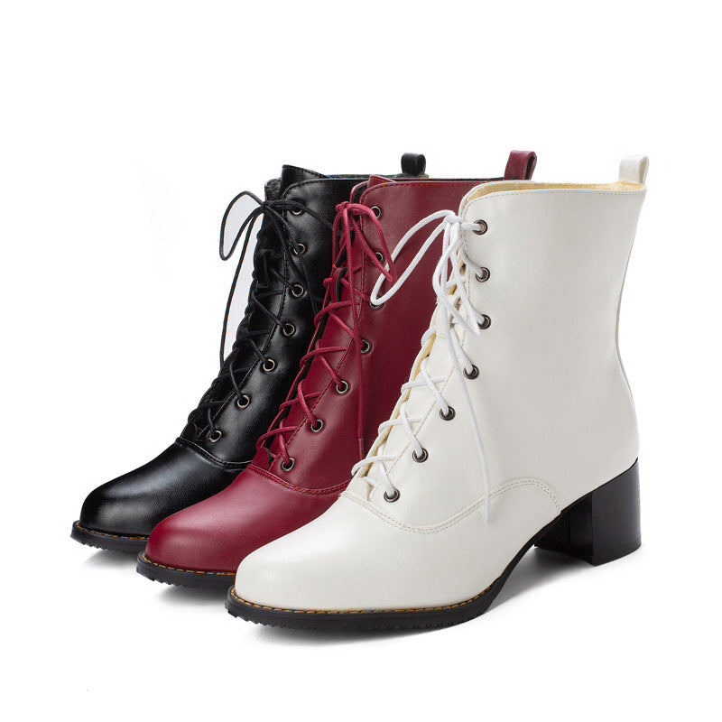 Womens Chunky heel mid-heel low Martin boots