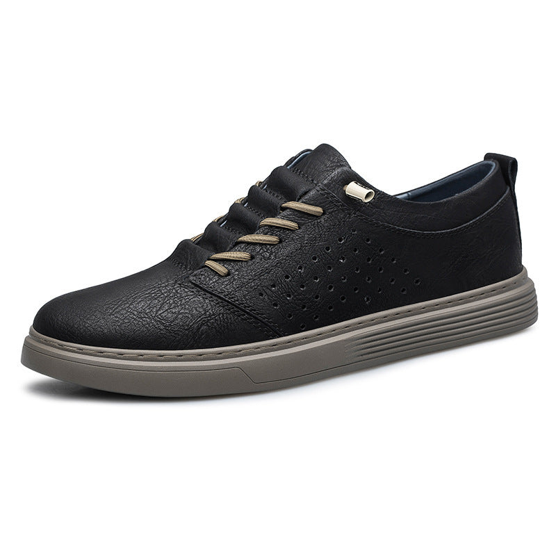 Mens Hollow-out Breathable Hole Shoes | Low-top Cowhide Leather Sneakers - LAKD London