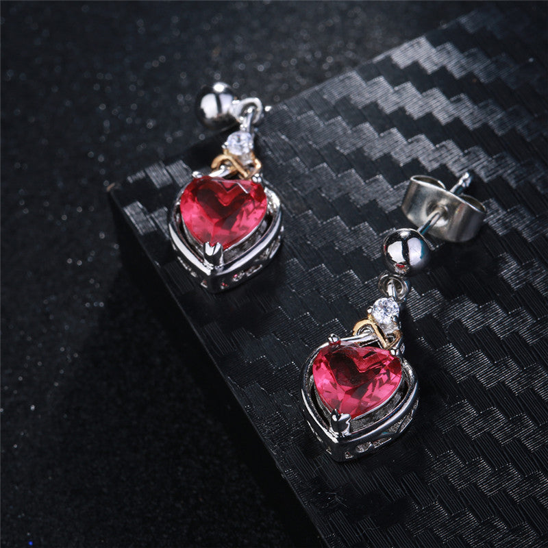 Womens Rose Heart Stud Earrings - white gold plated by Lakd London