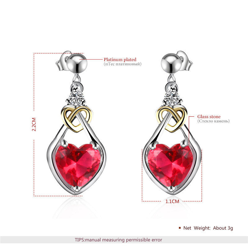 Womens Rose Heart Stud Earrings - white gold plated by Lakd London