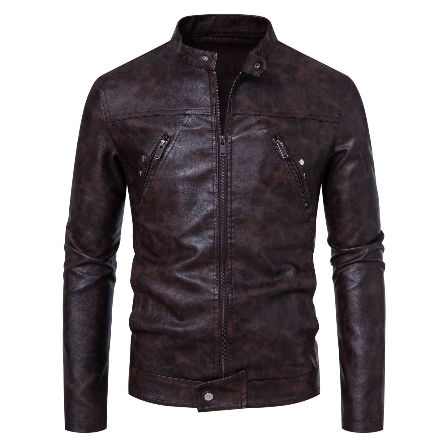 Men's Leather Coat | Casual Stand-up Collar Jacket - LAKD London