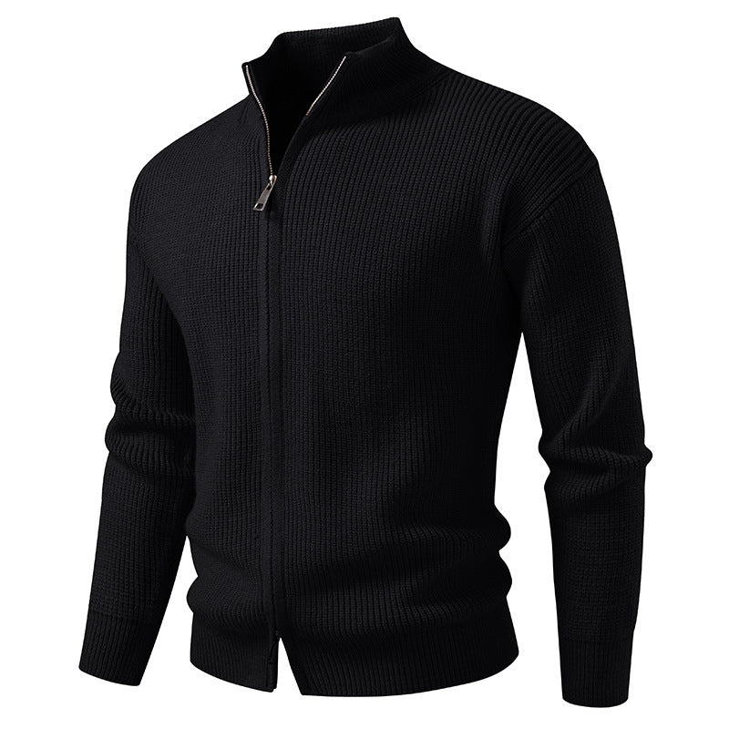 Men's Slim Fit Cardigan Cotton Sweater Coat with Zipper