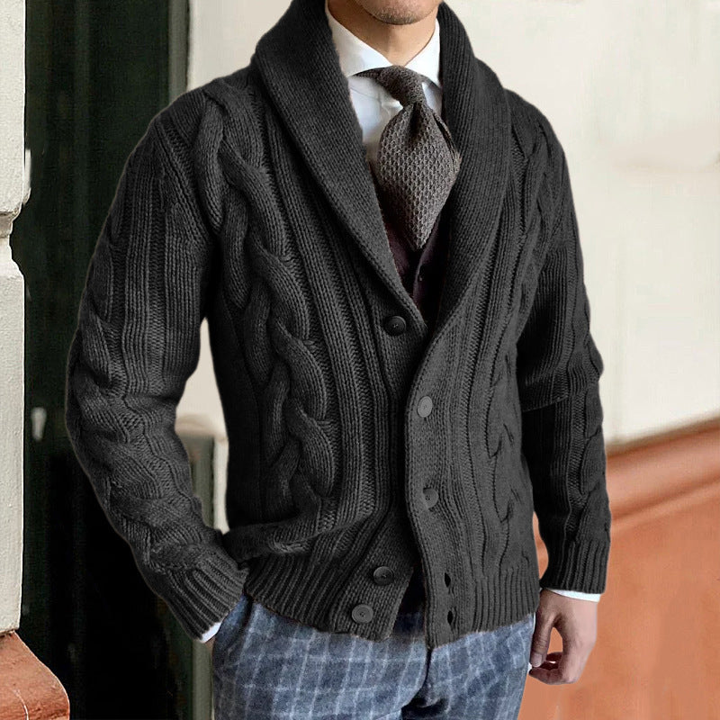 Mens Winter Knitted Acrylic Straight Cardigan Sweater
