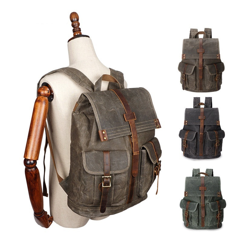 Men's Oil Wax Canvas Vintage Travel Backpack by Lakd London