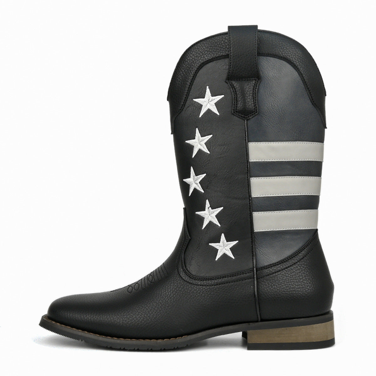 Men's Western Cowboy Boot | Thick Sole Square Heel Leather Shoes
